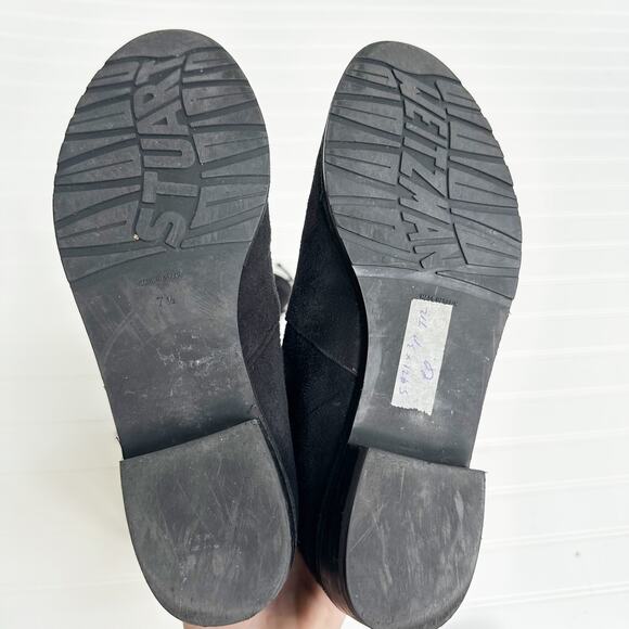 Stuart Weitzman Lowland Over-the-Knee Boots Black Suede Flat Tie Back 7.5 - Picture 8 of 11